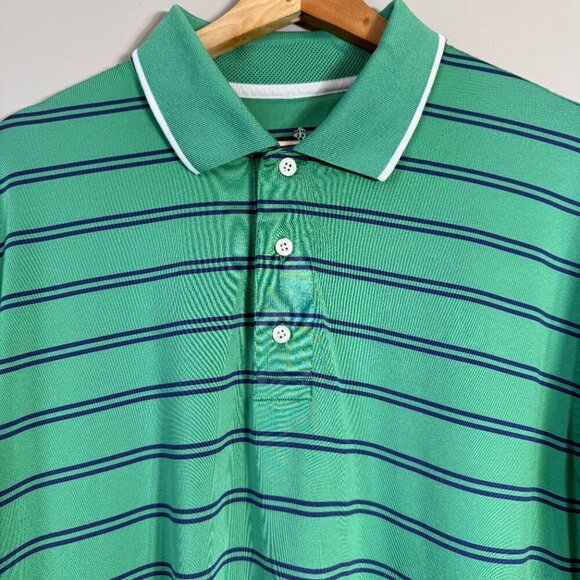 Brooks Brothers Performance Series Striped Polo Shirt Men's Large Green Golf - Picture 5 of 10